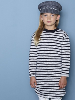 little10days - LongSweat Sweatkleid grau-schwarz mit Streifen