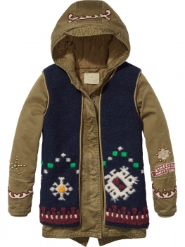 Scotch R'Belle - distressed cotton parka with detachable wool vest