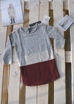 little10days - Sweatkleid in graumelange mit Colorblock