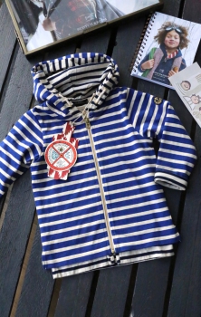 Scotch Shrunk - zip trough hooded sweat in bretonse stripes