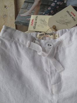 nice things mini - linen shorts with lace details