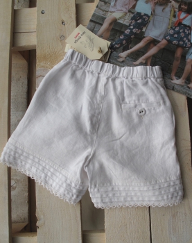 nice things mini - linen shorts with lace details