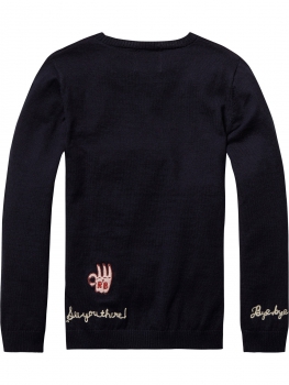 Scotch R'Belle - crew neck pull with embroideries