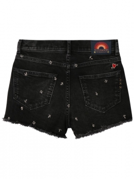 SCOTCH R'BELLE - schwarze high waist Jeans-Shorts mit Fransen