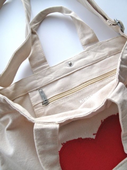 KINDERSEGEN Hamburg - toller Canvas Shopper mit Herz natur/rot