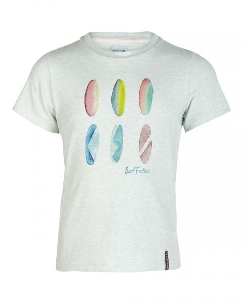 MINI A TURE - T-Shirt LEGOLAS pigeon grey mit Surfboard