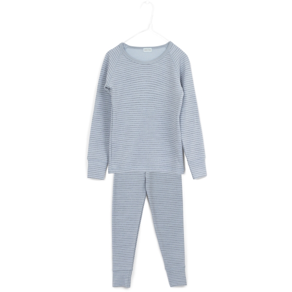 MINI A TURE - Merino Woll-Schlafanzug BELA blau geringelt