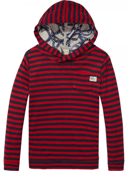 SCOTCH SHRUNK - zweilagiges Hoodie gestreift blau / rot