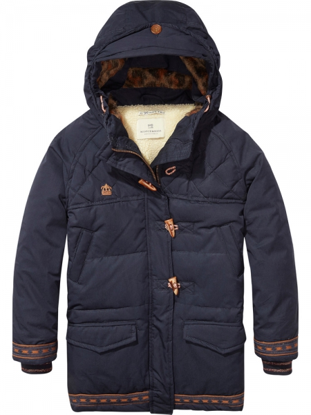 Scotch R'Belle - hooded shell down parka with tape details