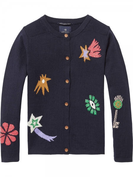 SCOTCH R'BELLE - Cardigan in navy mit Lurexintarsien