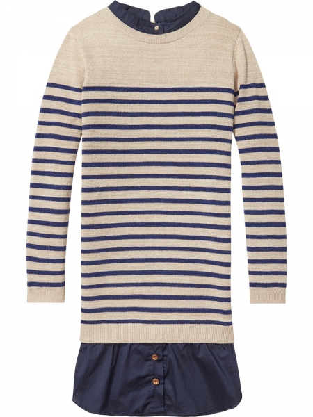 Scotch R'Belle - striped knitted dress with woven shirt details