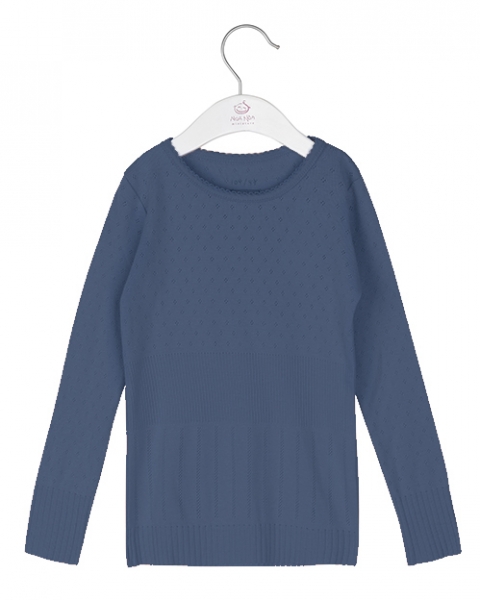 Noa Noa miniature -  Longsleeve DORIA mit Lochmuster indigo