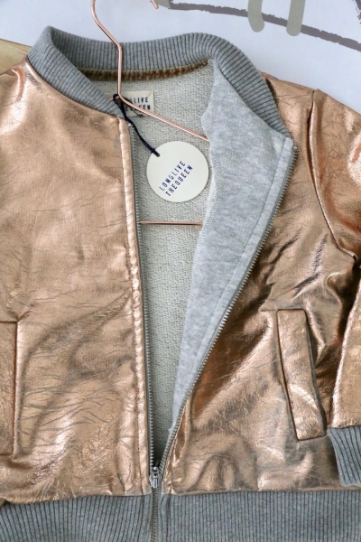 LONGLIVETHEQUEEN - sweat bomber jacket metallic copper