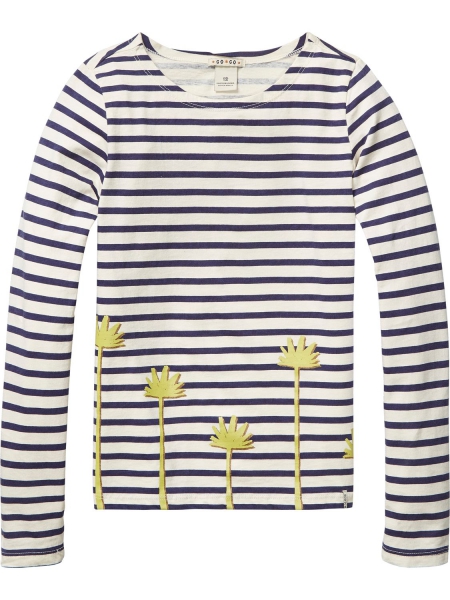 Scotch R'Belle - striped tee with placed print