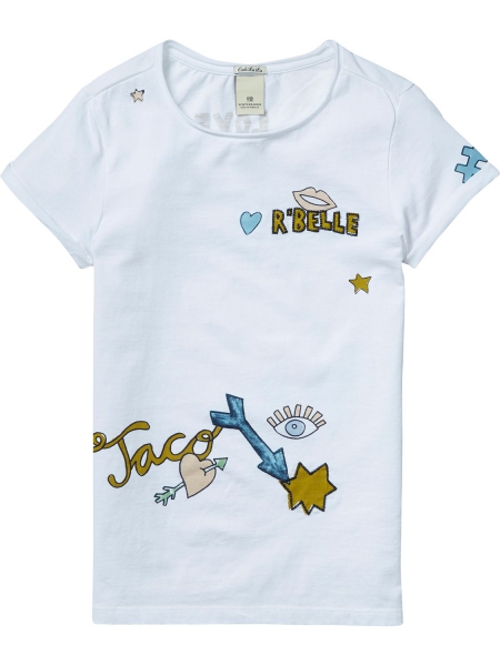 SCOTCH R'BELLE  - weisses T-Shirt mit beidseitigem Print