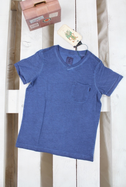 SCOTCH SHRUNK  - T-Shirt mit V-Ausschnitt in oilwash blue