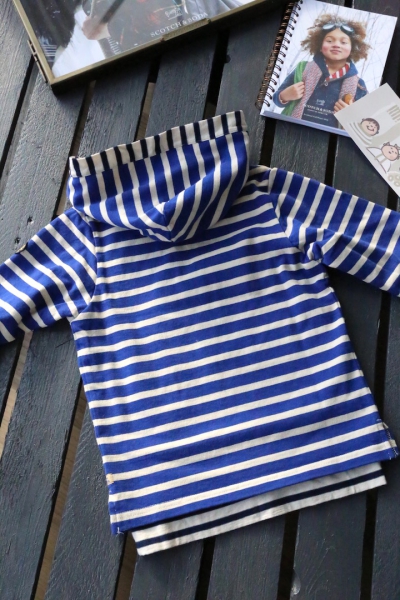 Scotch Shrunk - zip trough hooded sweat in bretonse stripes