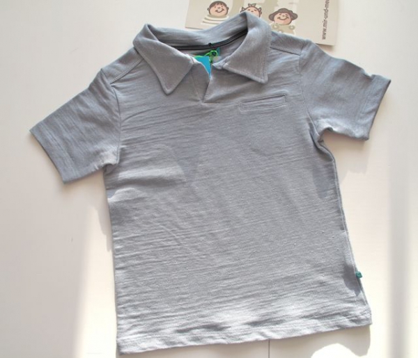 Bor*z  - Leinen Poloshirt in rauchblau