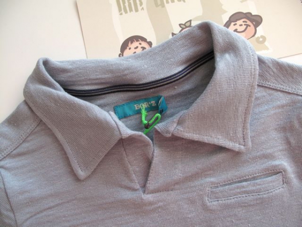 Bor*z  - Leinen Poloshirt in rauchblau