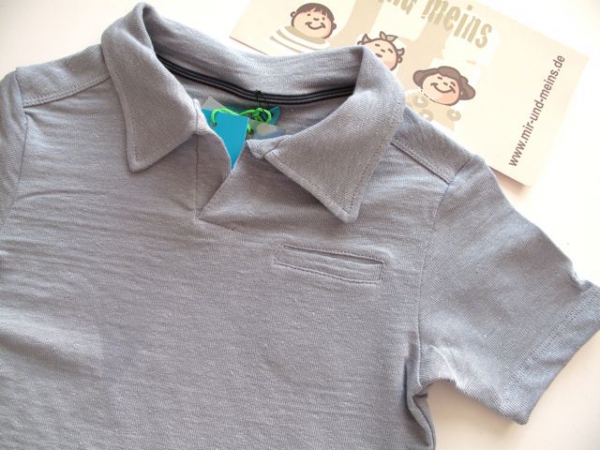 Bor*z  - Leinen Poloshirt in rauchblau