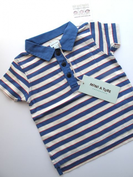 MINI A TURE - Polo KETIL blau-weiss gestreift