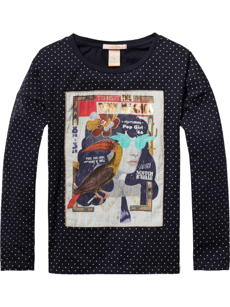 Scotch R'Belle - polkadot tee with patched photo print