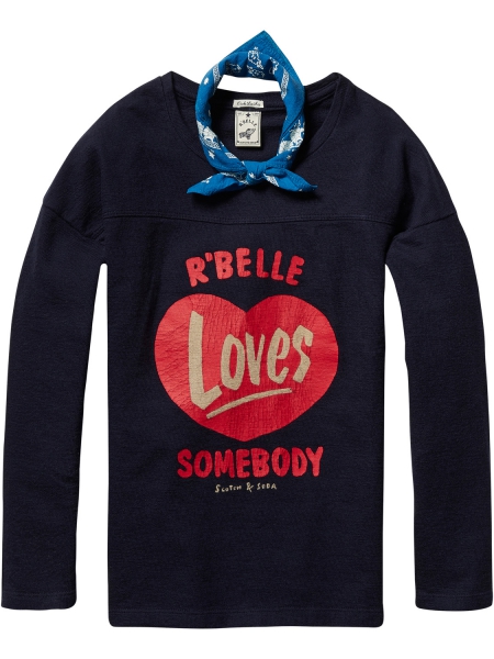 Scotch R'Belle - tee in heavy jersey with artworks and bandana