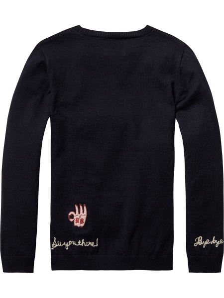 Scotch R'Belle - crew neck pull with embroideries