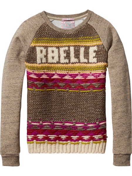 Scotch R'Belle - crew neck sweat with hand knitted front panel