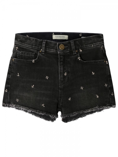 SCOTCH R'BELLE - schwarze high waist Jeans-Shorts mit Fransen