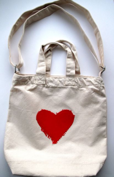 KINDERSEGEN Hamburg - toller Canvas Shopper mit Herz natur/rot