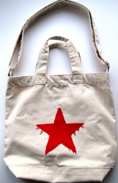 KINDERSEGEN Hamburg - toller Canvas Shopper mit Stern natur/rot