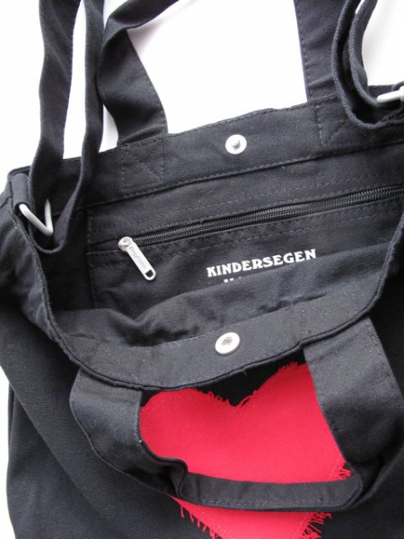 KINDERSEGEN Hamburg - toller Canvas Shopper mit Herz schwarz/rot